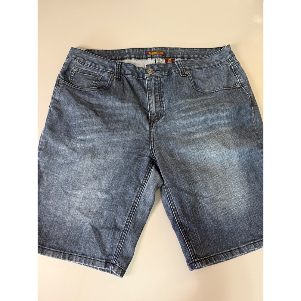 ZD Premium Denim Shorts Womens 20 Blue Stretch Ramie Cotton Blend Mid Rise